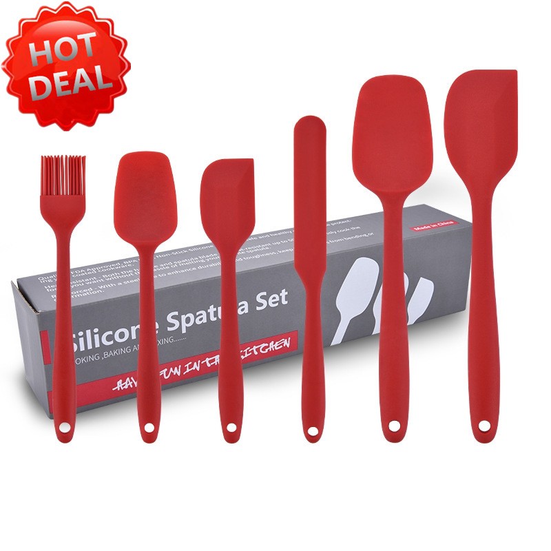 ชุด ไม้พาย ซิลิโคน 6 ชิ้น/เซ็ต silcone spatula set  **สีแดง**