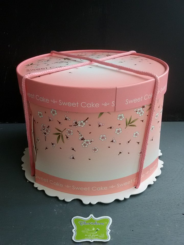 กล่องเค้กกลม Sweet cake สีชมพู 20.5*14cm