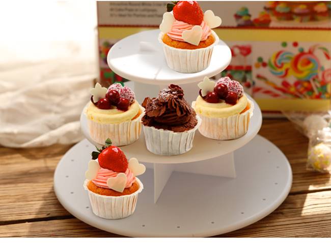 ชั้นวางเค้ก 3 ชั้น พลาสติก Cake pop& cupcake Stand 12/9/6นิ้ว (42cake pop/21cupcake)