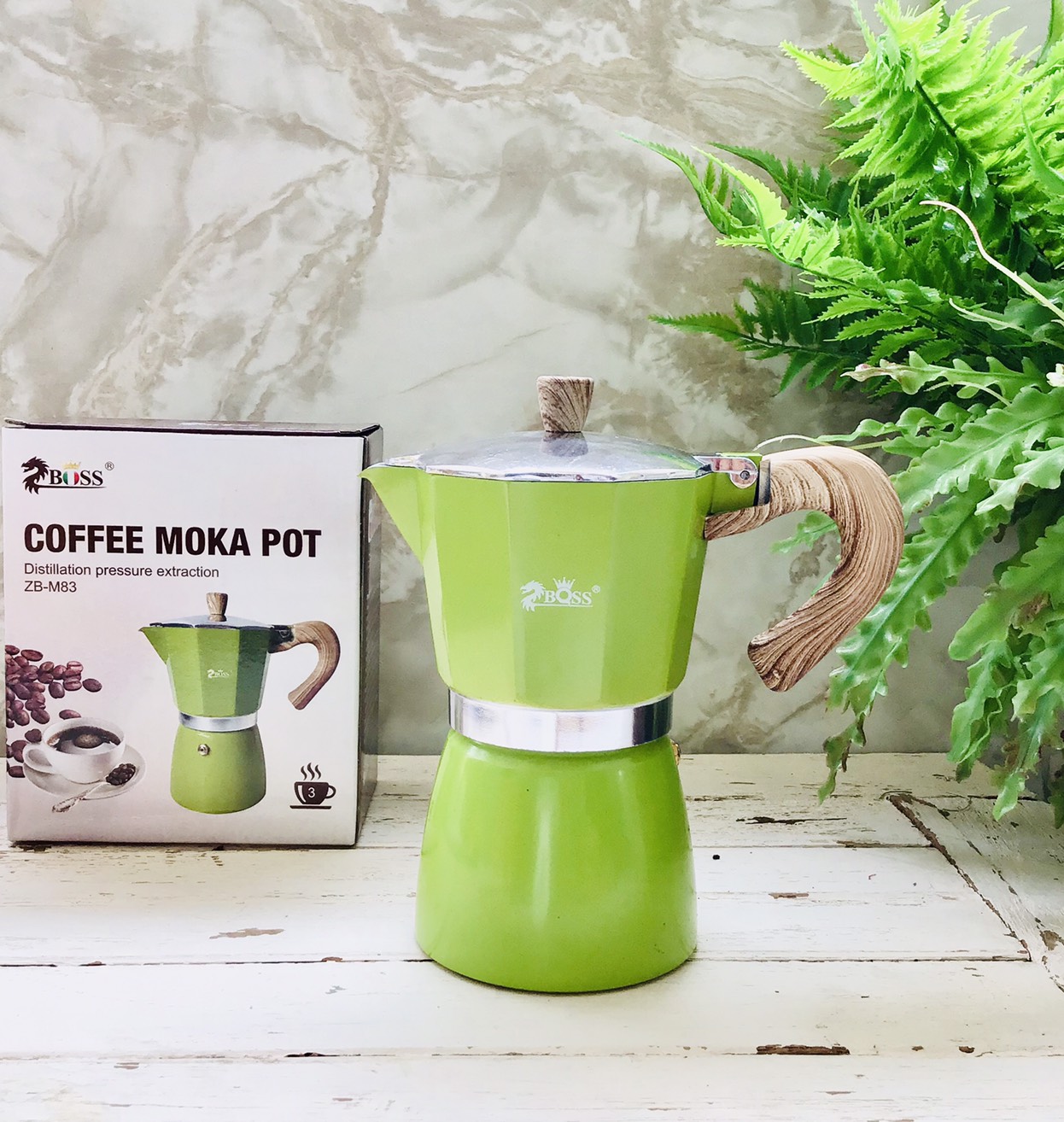 ZBOSS หม้อต้มกาแฟเอสเพรสโซ่ MOKA POT ZB-M83 สีเขียว