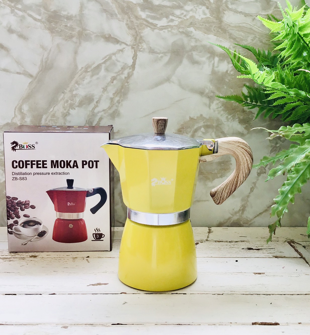 ZBOSS หม้อต้มกาแฟเอสเพรสโซ่ MOKA POT ZB-M83 สีเหลือง