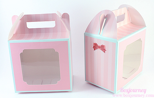 กล่องคุ๊กกี้ ครึ่งกิโล ลายชมพูทาง *20pcs/แพ็ค ขนาด15x14x10cm.