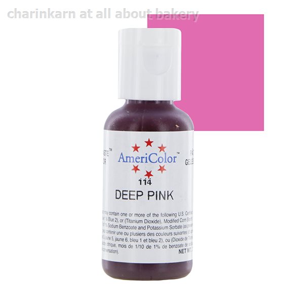 สีเจล อเมริคัลเลอร์ สีชมพูเข้ม AmeriColor 114 - DEEP PINK 0.75oz