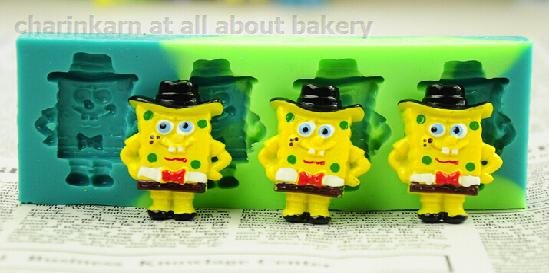 ซิลิโคนเขียว ฟองน้ำ SpongBob 4หลุม