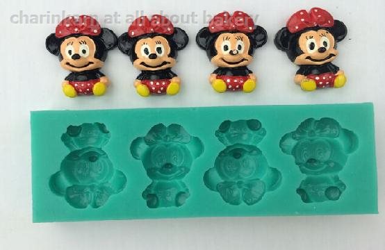 พิมพ์ซิลิโคน ลายรูปมิกกี้/มินนี่สีแดง 5pcs. (bake tool cookie cutter)