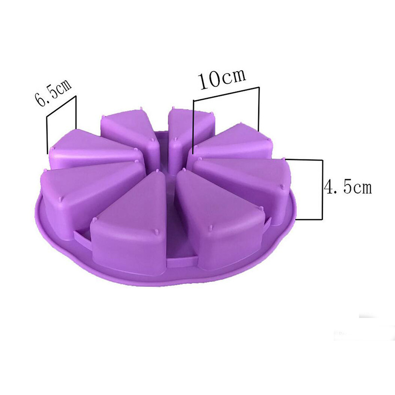 ซิลิโคน พิมพ์เค้กสามเหลี่ยม 8 ช่อง คละสี  (ทรงกลมใหญ่)