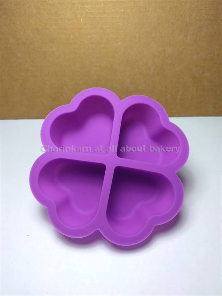 ซิลิโคนหัวใจ 4ช่อง (สีม่วง)