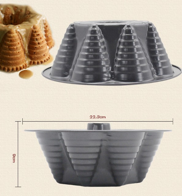 พิมพ์เค้ก ปล่อง Bundt Cake เทปล่อน สีดำ 22.3*9 cm / 271 กรัม 