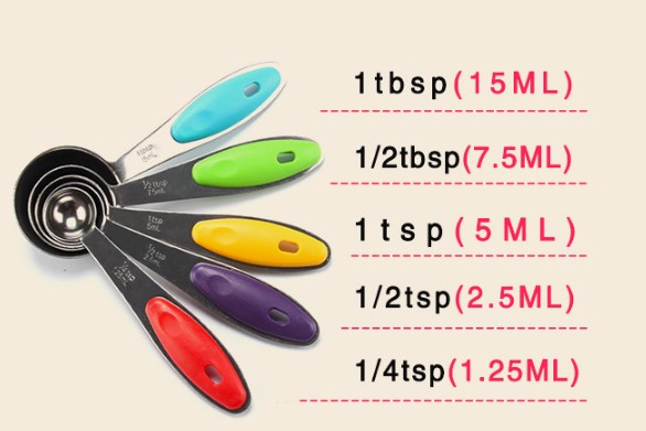 ช้อนตวง สเตนเลส ด้ามสี 5 ชิ้น 